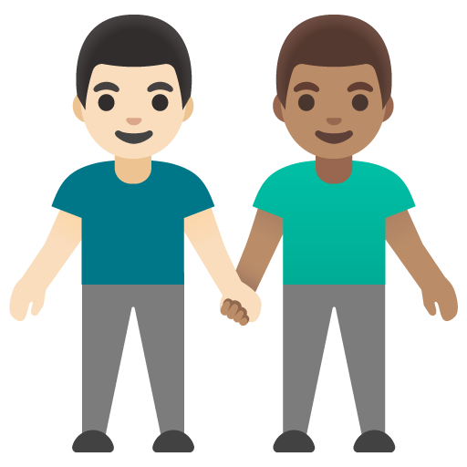 Homens que seguram as mãos: tom de pele claro, tom de pele médio para Google 17.0