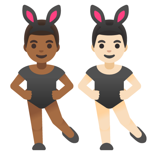 Men with Bunny Ears: Medium-Dark Skin Tone, Light Skin Tone для Google 17.0