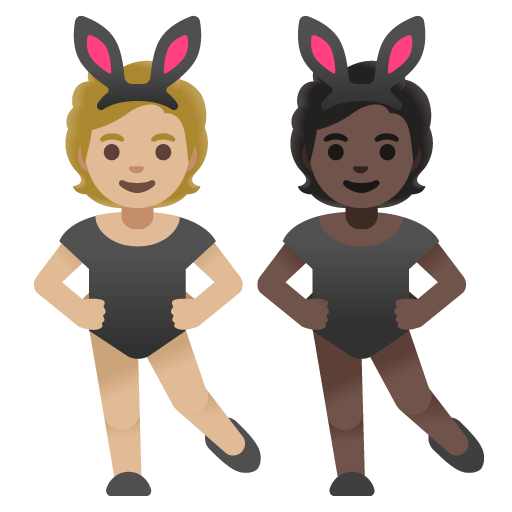 <p>Люди з вушками кролика: середньо-світлий тон шкіри, темний тон шкіри</p> для Google 17.0