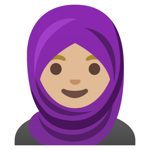 Mulher com véu de cabeça: Tom de Pele Medium-Light para Google 17.0