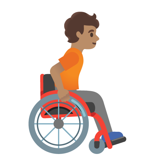 <p>Людина на ручному візку: середній тон шкіри, обернена праворуч</p> для Google 17.0