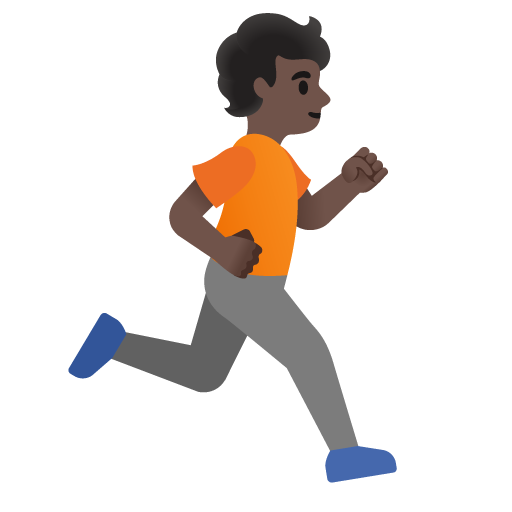 Pessoa correndo de frente para a direita: tom de pele escuro para Google 17.0