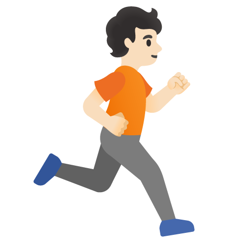 Pessoa correndo de frente para a direita: tom de pele claro para Google 17.0