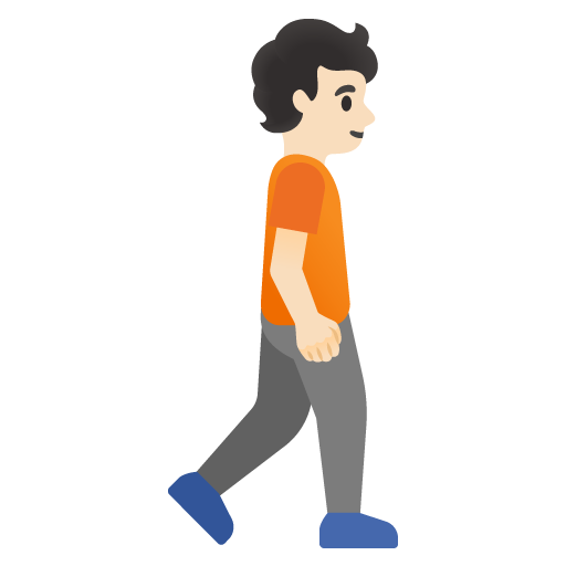 Pessoa caminhando de frente para a direita: tom de pele claro para Google 17.0