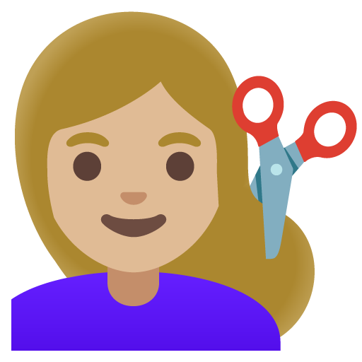 Mulher Cortando O Cabelo: Pele Morena Clara para Google 17.0