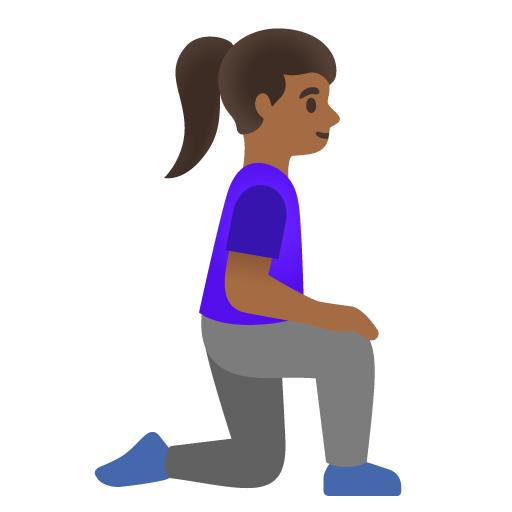 <p>Жінка, яка стоїть на колінах: середньо-темний тон шкіри, дивиться праворуч</p> для Google 17.0