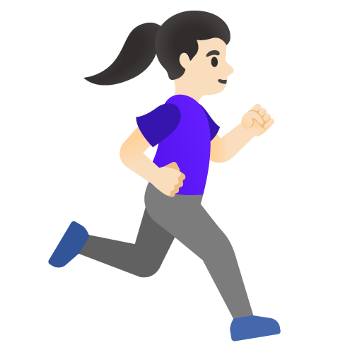 Mulher correndo de frente para a direita: tom de pele claro para Google 17.0