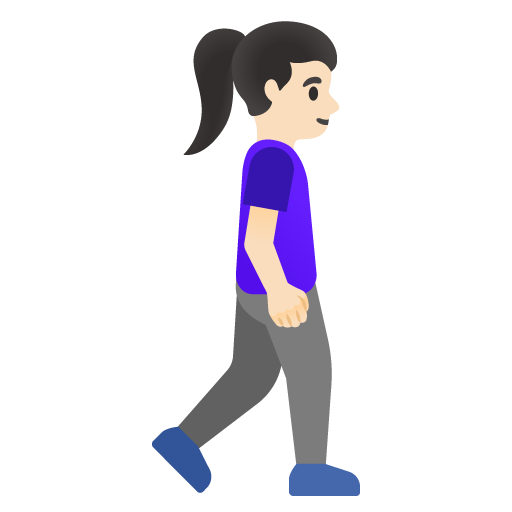 Жінка, що йде обличчям вправо: світлий тон шкіри для Google 17.0