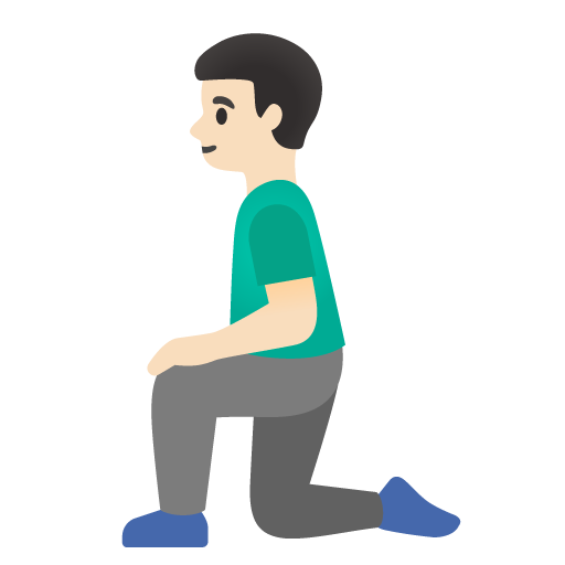 घुटनों के बल बैठा पुरुष: हल्के रंग की त्वचा