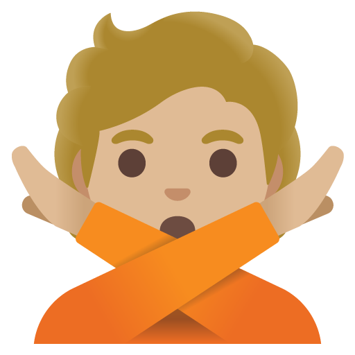 नहीं कहता हुआ व्यक्ति: मध्यम-हल्के रंग की त्वचा