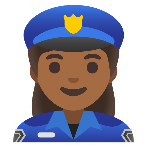 महिला पुलिस अधिकारी: मध्यम-गहरे रंग की त्वचा