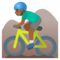 Ciclista Uomo Di Mountain Bike: Carnagione Medio-Scura