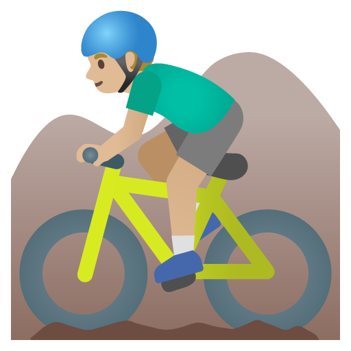 Ciclista Uomo Di Mountain Bike: Carnagione Medio-Chiara