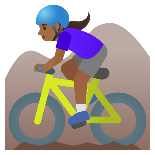 Ciclista Donna Di Mountain Bike: Carnagione Medio-Scura