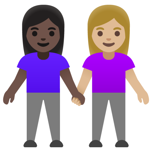 Due Donne Che Si Tengono Per Mano: Carnagione Scura, Carnagione Medio-Chiara