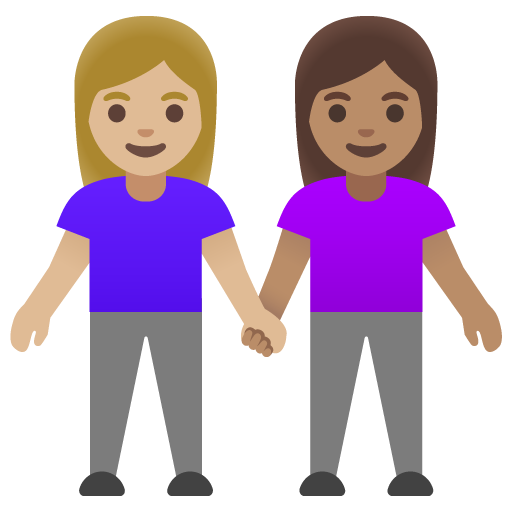 Due Donne Che Si Tengono Per Mano: Carnagione Medio-Chiara, Carnagione Media