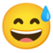 Faccina Con Un Gran Sorriso E Goccia Di Sudore