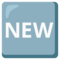 Wort „New“ In Blauem Quadrat Wort „New“ In Blauem Quadrat