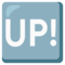 Schriftzug „Up!“ Im Blauen Quadrat Schriftzug „Up!“ Im Blauen Quadrat