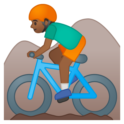 Ciclista Uomo Di Mountain Bike: Carnagione Medio-Scura