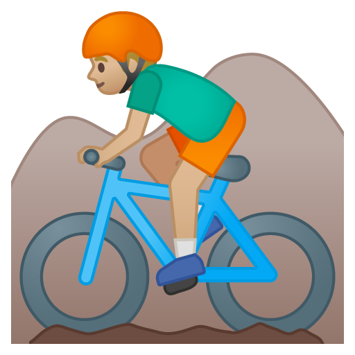 Ciclista Uomo Di Mountain Bike: Carnagione Medio-Chiara