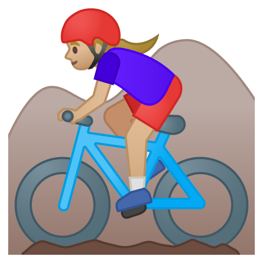 Ciclista Donna Di Mountain Bike: Carnagione Medio-Chiara