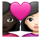 Couple avec cœur: Femme, Femme, Peau Foncée, Peau Claire