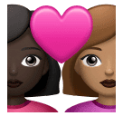 Couple avec cœur: Femme, Femme, Peau Foncée, Peau Moyenne