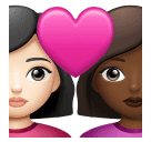Couple avec cœur: Femme, Femme, Peau Claire, Peau Moyennement Foncée