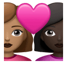 Couple avec cœur: Femme, Femme, Peau Moyenne, Peau Foncée