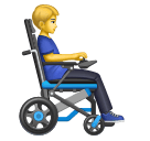 Homem em cadeira de rodas motorizada virado para a direita para Huawei HarmonyOS 5.0