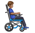 Homem em cadeira de rodas motorizada virado para a direita: tom de pele médio para Huawei HarmonyOS 5.0