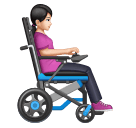 Mulher em cadeira de rodas motorizada voltada para a direita: tom de pele claro para Huawei HarmonyOS 5.0