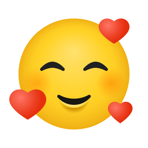 Visage souriant avec des cœurs