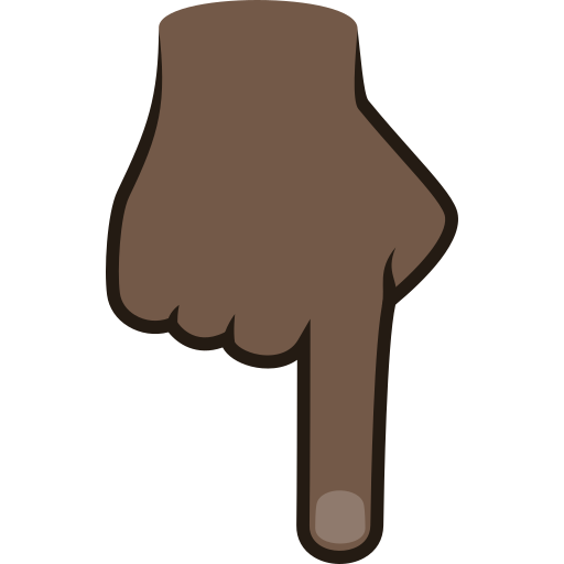 Dorso Da Mão Com Dedo Indicador Apontando Para Baixo: Pele Escura para JoyPixels 10.0