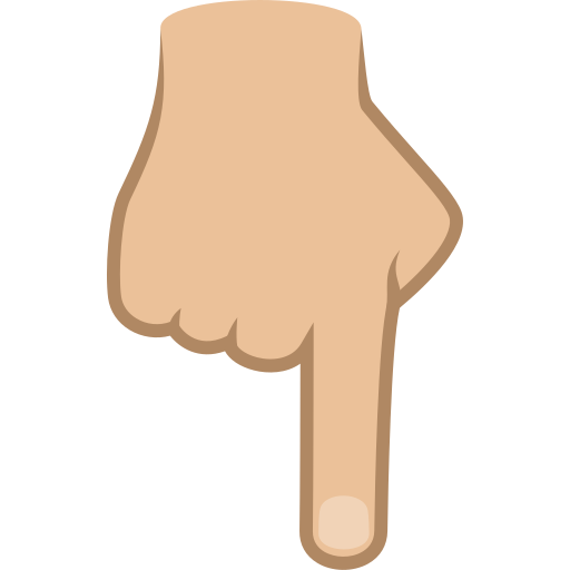 Dorso Da Mão Com Dedo Indicador Apontando Para Baixo: Pele Morena Clara para JoyPixels 10.0