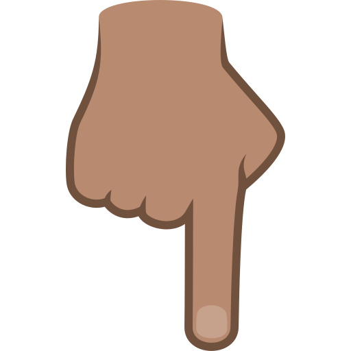 Dorso Da Mão Com Dedo Indicador Apontando Para Baixo: Pele Morena para JoyPixels 10.0