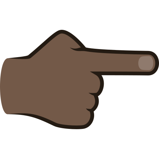 Dorso Da Mão Com Dedo Indicador Apontando Para A Direita: Pele Escura para JoyPixels 10.0