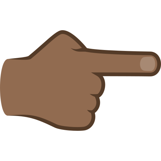 Dorso Da Mão Com Dedo Indicador Apontando Para A Direita: Pele Morena Escura para JoyPixels 10.0