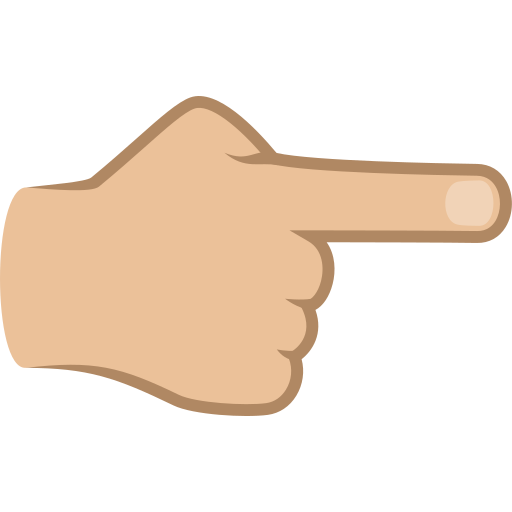 Dorso Da Mão Com Dedo Indicador Apontando Para A Direita: Pele Morena Clara para JoyPixels 10.0