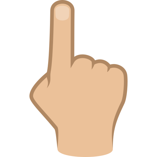 Dorso Da Mão Com Dedo Indicador Apontando Para Cima: Pele Morena Clara para JoyPixels 10.0