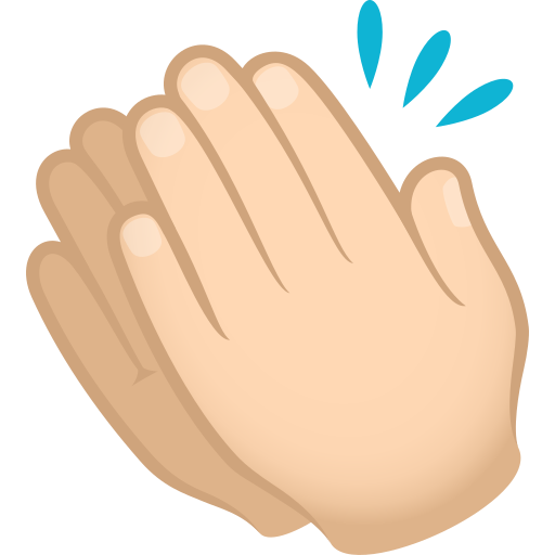 Mãos Aplaudindo: Pele Clara para JoyPixels 10.0