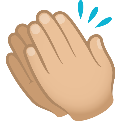 Mãos Aplaudindo: Pele Morena Clara para JoyPixels 10.0