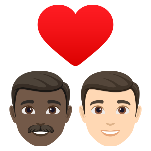 Casal Apaixonado: Homem, Homem, Pele Escura, Pele Clara para JoyPixels 10.0