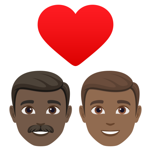 Casal Apaixonado: Homem, Homem, Pele Escura, Pele Morena Escura para JoyPixels 10.0