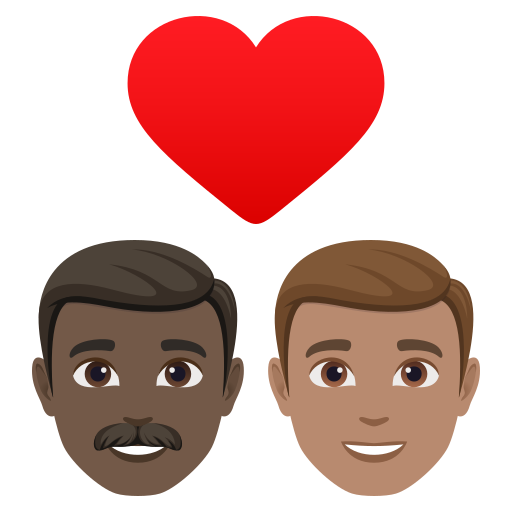 Casal Apaixonado: Homem, Homem, Pele Escura, Pele Morena para JoyPixels 10.0