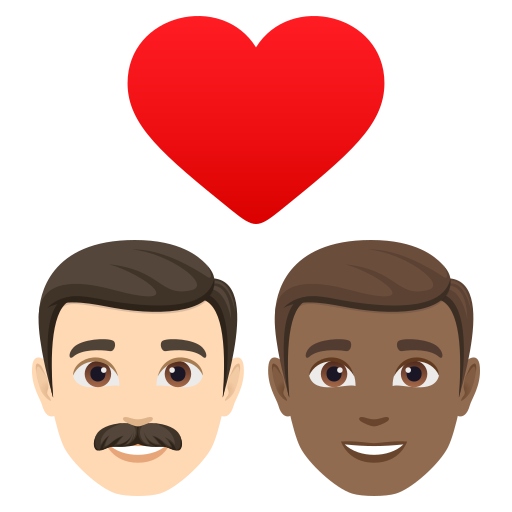 Casal Apaixonado: Homem, Homem, Pele Clara, Pele Morena Escura para JoyPixels 10.0