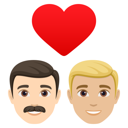 Casal Apaixonado: Homem, Homem, Pele Clara, Pele Morena Clara para JoyPixels 10.0