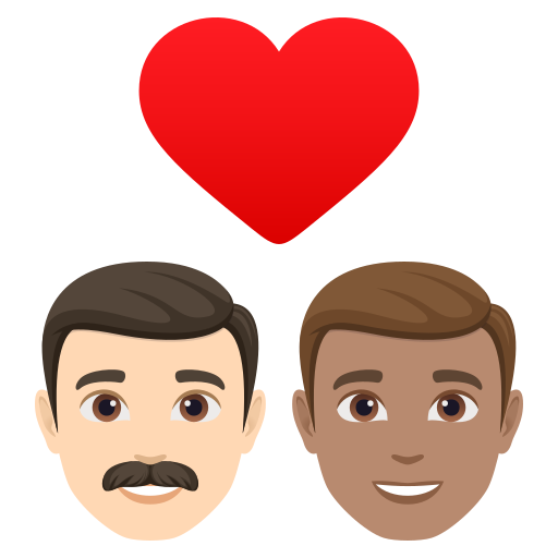 Casal Apaixonado: Homem, Homem, Pele Clara, Pele Morena para JoyPixels 10.0