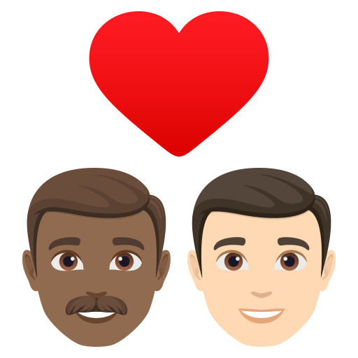 Casal Apaixonado: Homem, Homem, Pele Morena Escura, Pele Clara para JoyPixels 10.0